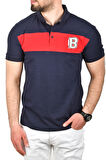 DeepSEA Erkek Lacivert Slim Fit Nefes Alan Pamuklu Kumaş Dar Kesim Kıvrılmaz Yaka Polo Yaka Tişört 2503019