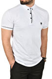 DeepSEA Erkek Beyaz Slim Fit Dar Kesim Pamuklu Pike Kumaş Polo Yaka Tişört Nefes Alan Kıvrılmaz Polo Yaka Tişört 2503020
