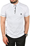 DeepSEA Erkek Beyaz Slim Fit Dar Kesim Pamuklu Pike Kumaş Polo Yaka Tişört Nefes Alan Kıvrılmaz Polo Yaka Tişört 2503020