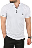DeepSEA Erkek Beyaz Slim Fit Dar Kesim Pamuklu Pike Kumaş Polo Yaka Tişört Nefes Alan Kıvrılmaz Polo Yaka Tişört 2503020