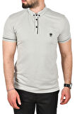 DeepSEA Erkek Gri Slim Fit Dar Kesim Pamuklu Pike Kumaş Polo Yaka Tişört Nefes Alan Kıvrılmaz Polo Yaka Tişört 2503020