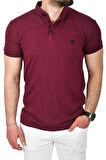 DeepSEA Erkek Bordo Slim Fit Dar Kesim Pamuklu Pike Kumaş Polo Yaka Tişört Nefes Alan Kıvrılmaz Polo Yaka Tişört 2503020
