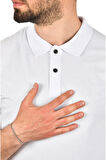 DeepSEA Erkek Beyaz Dar Kesim Pamuklu Polo Yaka Tişört Slim Fit Nefes Alan Kıvrılmaz Polo Yaka Tişört 2503022