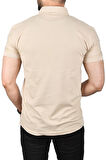 DeepSEA Erkek Bej Slim Fit Nefes Alan Pamuklu Kumaş Dar Kesim Kıvrılmaz Yaka Polo Yaka Tişört 2503019