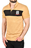 DeepSEA Erkek Camel Slim Fit Nefes Alan Pamuklu Kumaş Dar Kesim Kıvrılmaz Yaka Polo Yaka Tişört 2503019