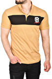 DeepSEA Erkek Camel Slim Fit Nefes Alan Pamuklu Kumaş Dar Kesim Kıvrılmaz Yaka Polo Yaka Tişört 2503019