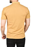DeepSEA Erkek Camel Slim Fit Nefes Alan Pamuklu Kumaş Dar Kesim Kıvrılmaz Yaka Polo Yaka Tişört 2503019