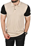 DeepSEA Erkek Bej Dar Kesim Pamuklu Polo Yaka Tişört Slim Fit Nefes Alan Kıvrılmaz Polo Yaka Tişört 2503022