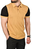 DeepSEA Erkek Camel Dar Kesim Pamuklu Polo Yaka Tişört Slim Fit Nefes Alan Kıvrılmaz Polo Yaka Tişört 2503022