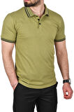 DeepSEA Erkek Yeşil Slim Fit Pamuklu Kumaş Polo Yaka Tişört Nefes Alan Dar Kesim Kıvrılmaz Yaka Tişört 2503021