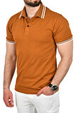 DeepSEA Erkek Taba Slim Fit Pamuklu Kumaş Polo Yaka Tişört Nefes Alan Dar Kesim Kıvrılmaz Yaka Tişört 2503021