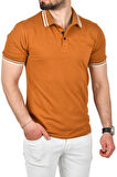 DeepSEA Erkek Taba Slim Fit Pamuklu Kumaş Polo Yaka Tişört Nefes Alan Dar Kesim Kıvrılmaz Yaka Tişört 2503021