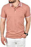 DeepSEA Erkek Pudra Slim Fit Pamuklu Kumaş Polo Yaka Tişört Nefes Alan Dar Kesim Kıvrılmaz Yaka Tişört 2503021