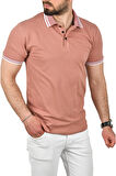 DeepSEA Erkek Pudra Slim Fit Pamuklu Kumaş Polo Yaka Tişört Nefes Alan Dar Kesim Kıvrılmaz Yaka Tişört 2503021