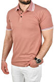 DeepSEA Erkek Pudra Slim Fit Pamuklu Kumaş Polo Yaka Tişört Nefes Alan Dar Kesim Kıvrılmaz Yaka Tişört 2503021