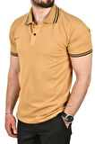 DeepSEA Erkek Camel Slim Fit Pamuklu Kumaş Polo Yaka Tişört Nefes Alan Dar Kesim Kıvrılmaz Yaka Tişört 2503021