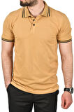 DeepSEA Erkek Camel Slim Fit Pamuklu Kumaş Polo Yaka Tişört Nefes Alan Dar Kesim Kıvrılmaz Yaka Tişört 2503021
