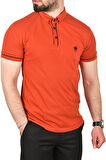 DeepSEA Erkek Kiremit Slim Fit Dar Kesim Pamuklu Pike Kumaş Polo Yaka Tişört Nefes Alan Kıvrılmaz Polo Yaka Tişört 2503020