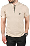 DeepSEA Erkek Bej Slim Fit Dar Kesim Pamuklu Pike Kumaş Polo Yaka Tişört Nefes Alan Kıvrılmaz Polo Yaka Tişört 2503020