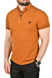 DeepSEA Erkek Taba Slim Fit Dar Kesim Pamuklu Pike Kumaş Polo Yaka Tişört Nefes Alan Kıvrılmaz Polo Yaka Tişört 2503020