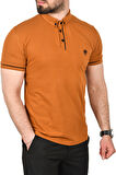 DeepSEA Erkek Taba Slim Fit Dar Kesim Pamuklu Pike Kumaş Polo Yaka Tişört Nefes Alan Kıvrılmaz Polo Yaka Tişört 2503020
