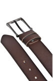 DeepSEA Erkek Kahve Hakiki Deri Klasik Kemer 3,5 cm Kumaş Pantolon Kemeri 2502635 