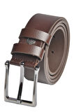 DeepSEA Erkek Kahve Hakiki Deri Klasik Kemer 3,5 cm Kumaş Pantolon Kemeri 2502635 