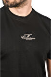 DeepSEA Erkek Siyah Bisiklet Yaka Dar Kesim Pamuklu Tişört Nefes Alan Yumuşak Dokulu Tişört 2504350