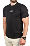 DeepSEA Erkek Siyah Bisiklet Yaka Dar Kesim Pamuklu Tişört Nefes Alan Yumuşak Dokulu Tişört 2504350