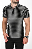 DeepSEA Erkek Siyah Slim Fit Nefes Alan Pamuklu Polo Yaka Tişört Dar Kesim Örme Kumaş Tişört 2501207
