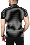 DeepSEA Erkek Siyah Slim Fit Nefes Alan Pamuklu Polo Yaka Tişört Dar Kesim Örme Kumaş Tişört 2501207