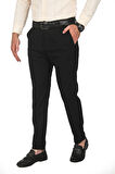 DeepSEA Erkek Siyah İtalyan Kesim Likralı Spor Pantolon Esnek Kumaş Bilek Boy Boru Paça Klasik Pantolon 2502005