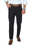 DeepSEA Erkek Lacivert İtalyan Kesim Likralı Spor Pantolon Esnek Kumaş Bilek Boy Boru Paça Klasik Pantolon 2502005