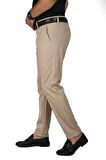 DeepSEA Erkek Bej İtalyan Kesim Tüylenmez Likralı Spor Pantolon Esnek Kumaş Bilek Boy Boru Paça Klasik Pantolon 2502005