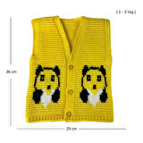 Uretti - Çiğdem 1390 1873 El Örgüsü Ayıcık Suratı Desenli Örgü Yelek - 1 - 3 Yaş