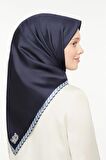 Levidor Lacivert Twill Saf İpek Eşarp