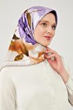 Levidor Mor Çiçek Desen Trend Twill Eşarp