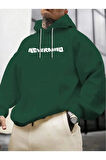 Erkek Yeşil Oversize Nevermınd Baskılı Sweatshirt