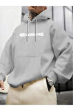 Erkek Gri Oversize Nevermınd Baskılı Sweatshirt