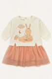 tavşan baskılı tül etekli elbise 
