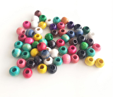 10 adet ahşap yuvarlak renkli boncuk.