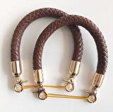 Örme çanta sapı, koyu kahve renk