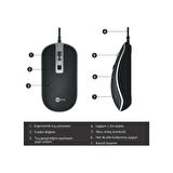 Lecoo MS104 USB Kablolu 1600DPI 4 Tuşlu PC, Mac, Dizüstü Bilgisayar ile Uyumlu Optik Mouse