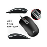 Lecoo MS104 USB Kablolu 1600DPI 4 Tuşlu PC, Mac, Dizüstü Bilgisayar ile Uyumlu Optik Mouse