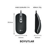 Lecoo MS104 USB Kablolu 1600DPI 4 Tuşlu PC, Mac, Dizüstü Bilgisayar ile Uyumlu Optik Mouse