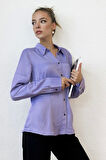 Saten Mor Gömlek