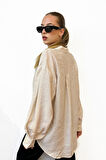 Oversize Bej Gömlek