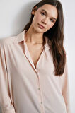 V Yaka Şifon Pudra Gömlek