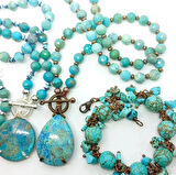 2241 Shattuckite Azurit İran Firuze el yapımı kolye