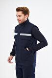 Orange Safety Lacivert  Yelek 7/7 Gabardin %100 Pamuk Kapitoneli Reflektörlü